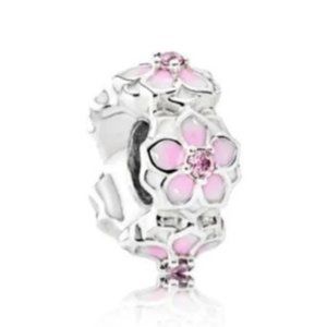 Charm Pink Sparkling Blossom Flower sterling for Pandora bracelet